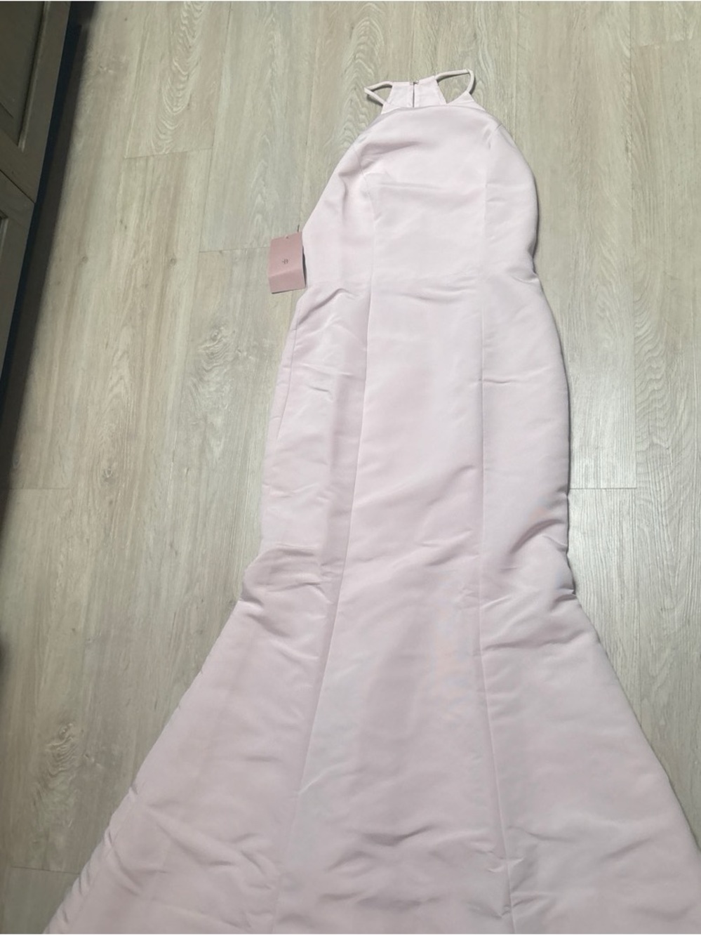 Amsale Pale Pink Halter Mermaid Gown